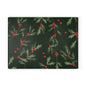 Holly Berry Glass Cutting Board - Festive Christmas Kitchen Decor