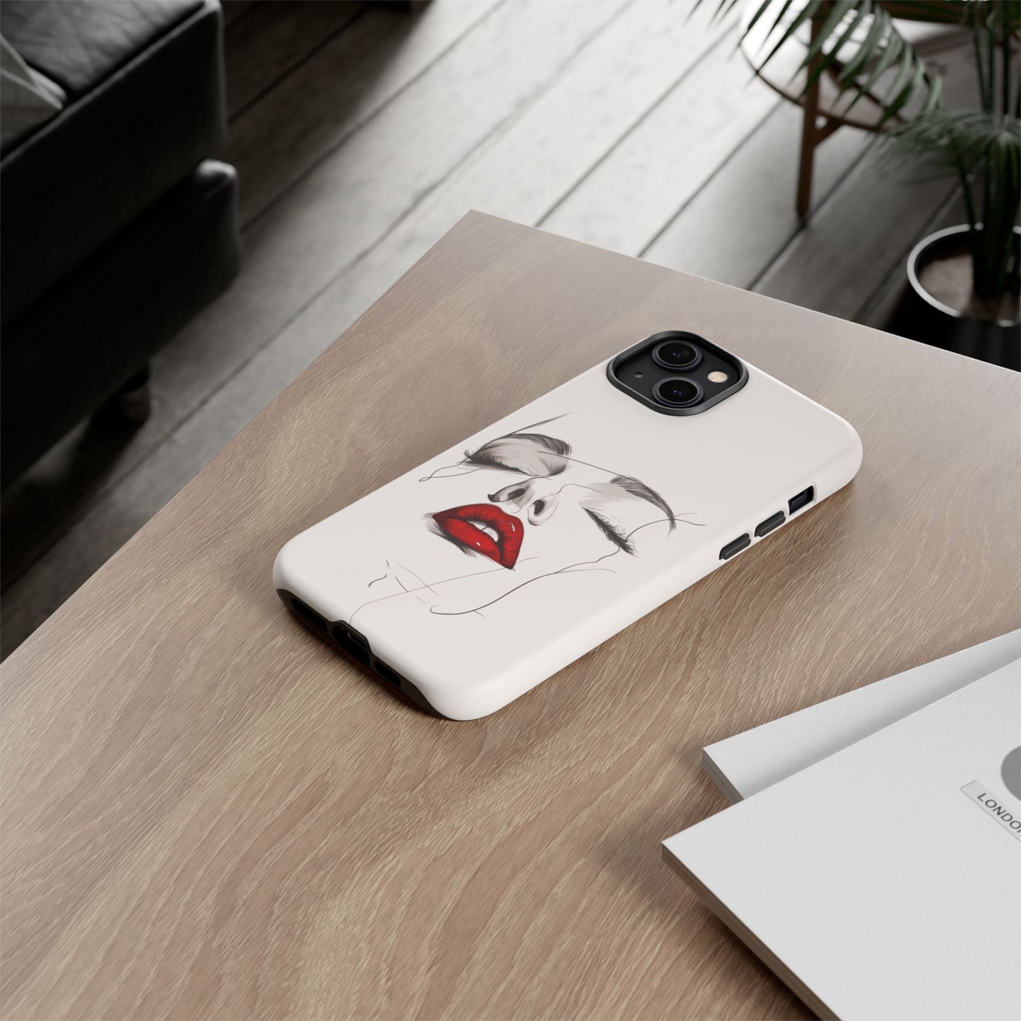 Stylish Phone Case with Artistic Lip Design, Femme Tech Accessory, Trendy Device Cover, Gift for Her, Unique Phone Accessories
