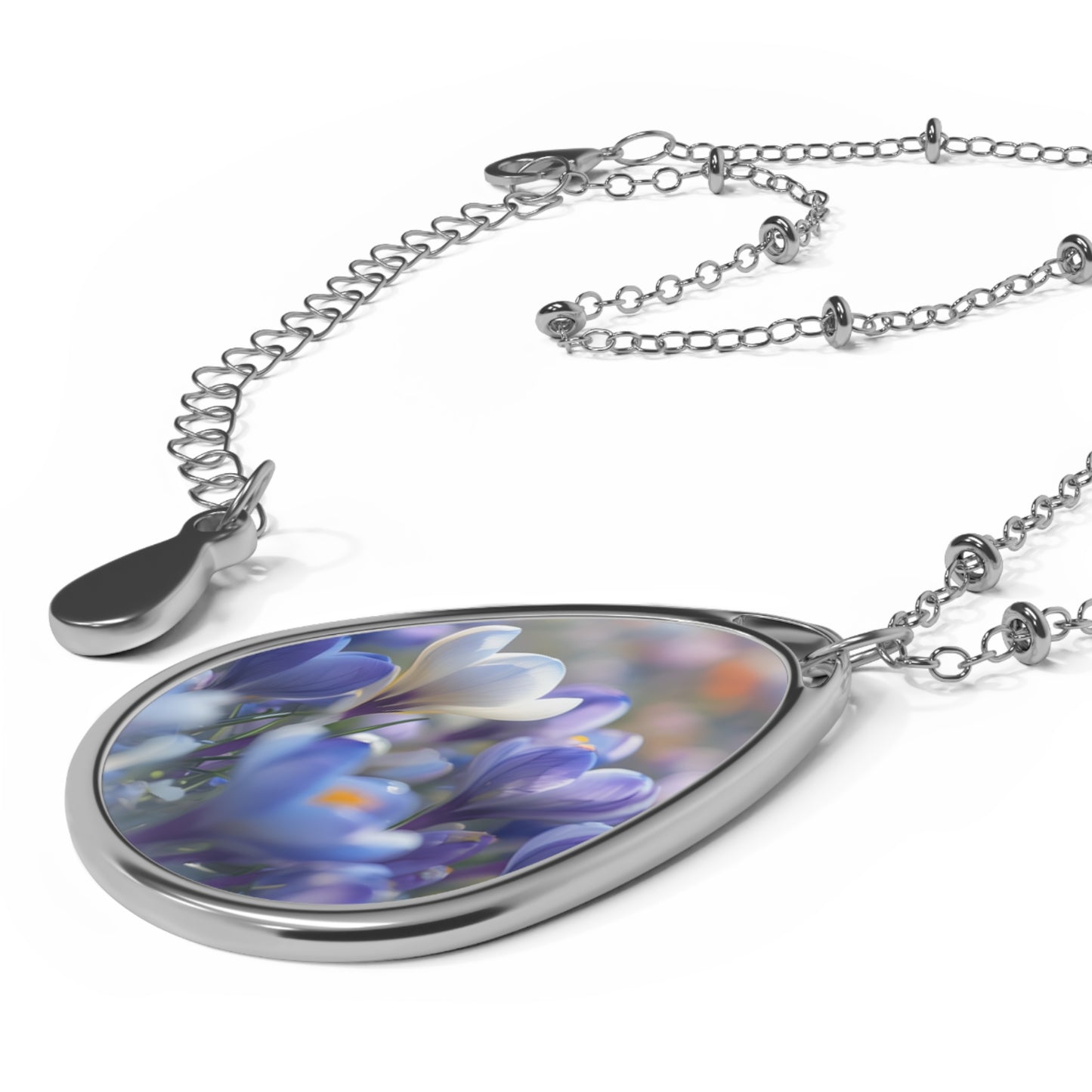 Elegant Oval Necklace with Mandala Pendant