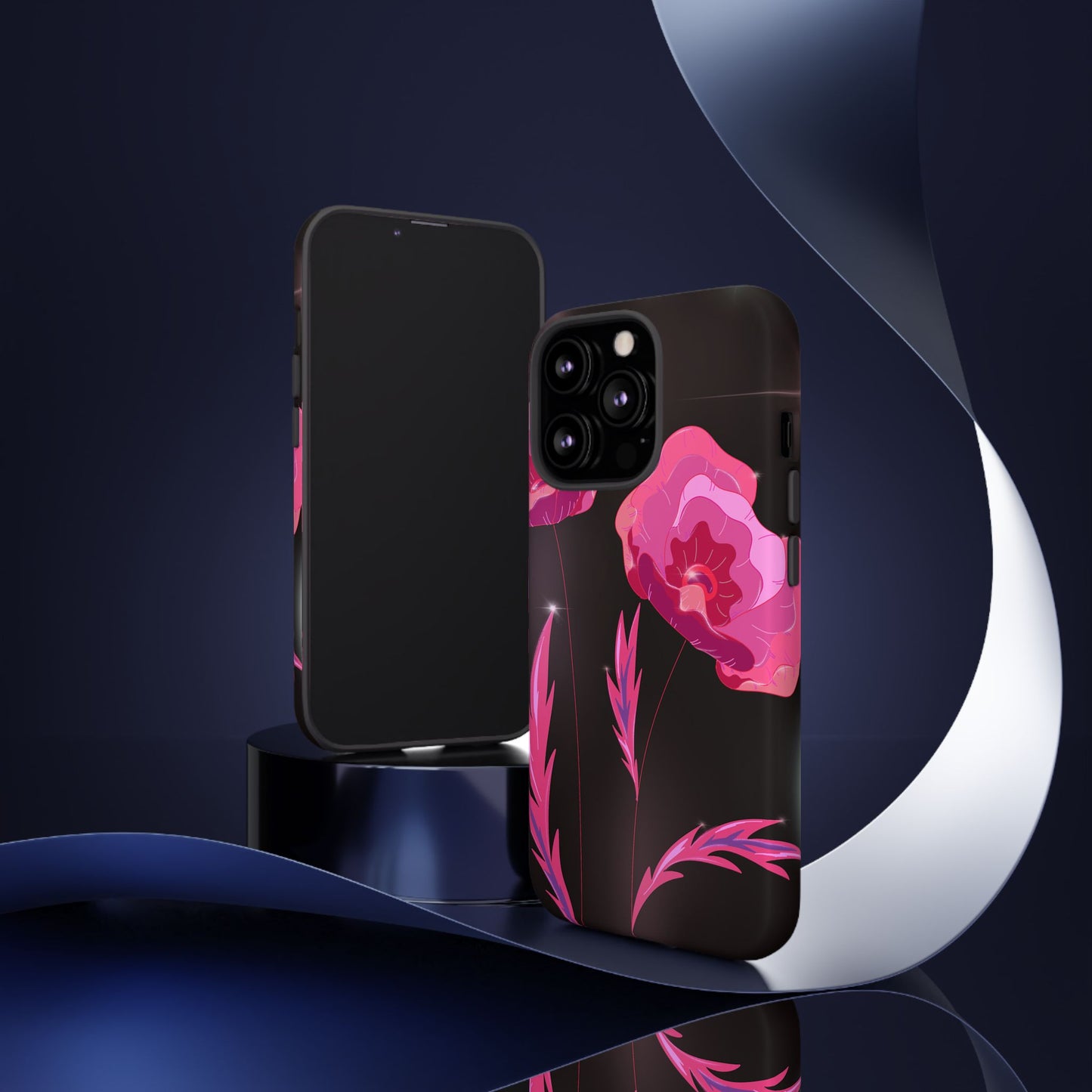 Floral iPhone Case | Tough Cases with Pink Poppy Design, Elegant Flower Phone Cover, Gift for Her, Spring Accessories, Chic Tech