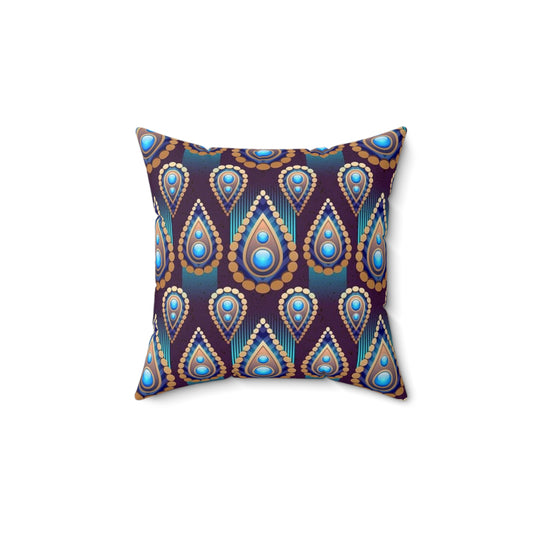 Bohemian Style Square Pillow, Colorful Home Decor, Throw Pillow for Living Room