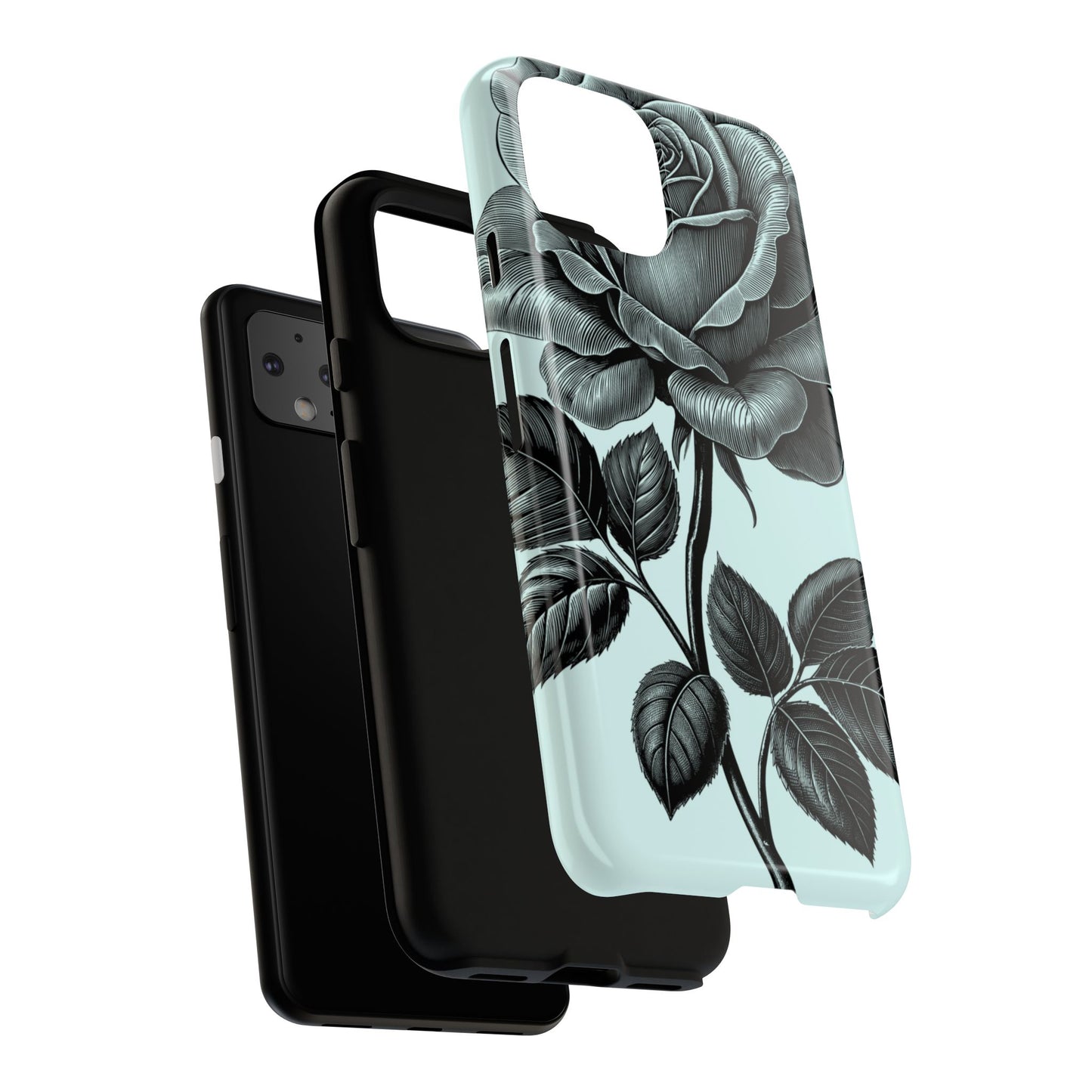 Elegant Floral Phone Case, Tough Cases for iPhones, Black Rose Design, Gift for Her, Stylish Phone Cover, Birthday Gifts