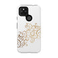 Elegant Floral Phone Case, Tough Cases, Gold Swirls, Stylish Protection, Trendy Gift, Chic Accessory