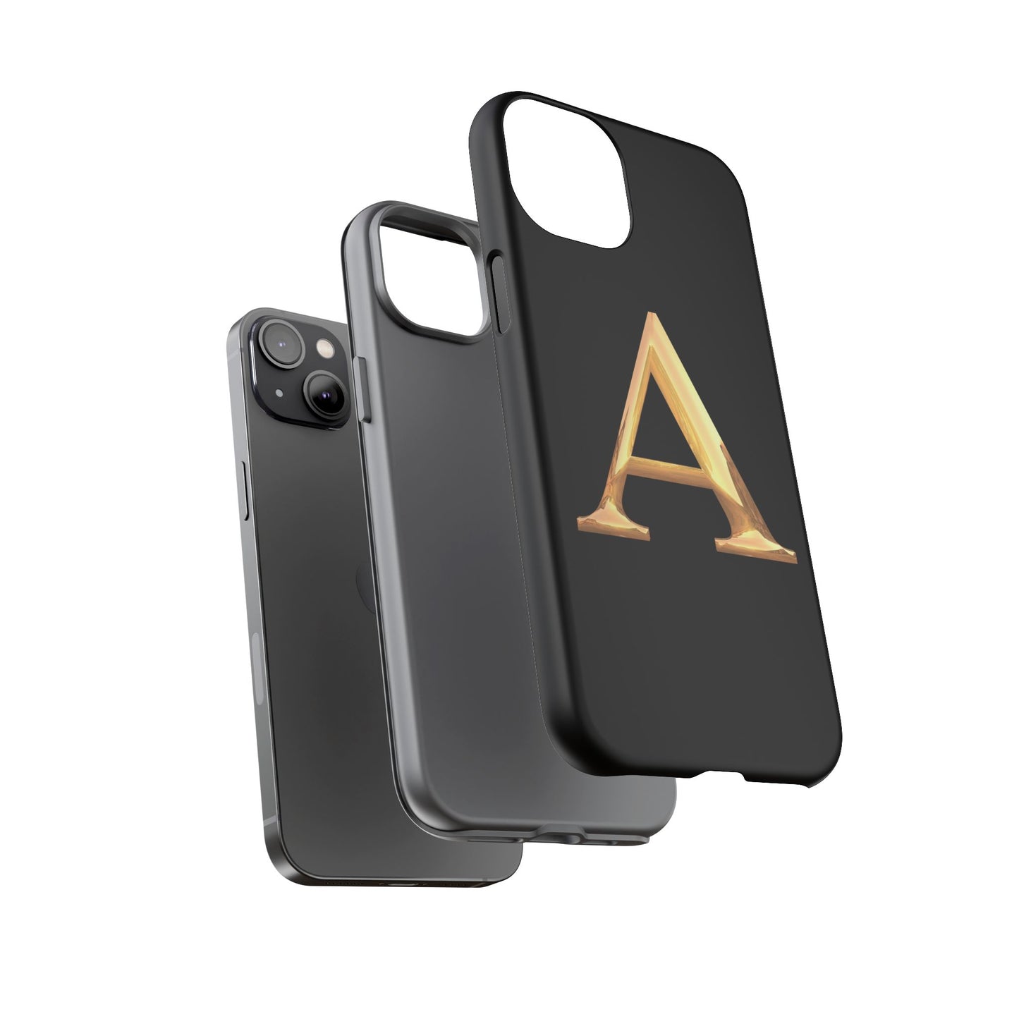Custom Phone Case with Gold Letter A, Monogrammed Gift, Tough Protective Case, Personalized Phone Accessory, Unique Phone Cover