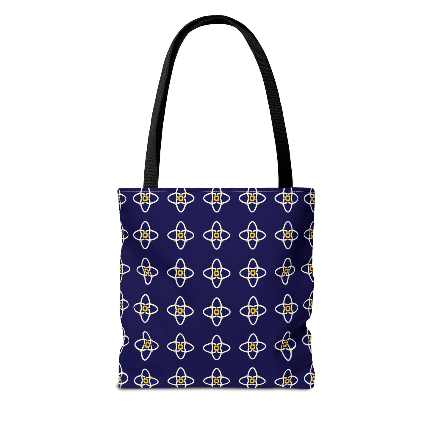 Navy Geo Floral Pattern Tote Bag — Reusable Everyday Shopping Tote