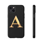 Custom Phone Case with Gold Letter A, Monogrammed Gift, Tough Protective Case, Personalized Phone Accessory, Unique Phone Cover