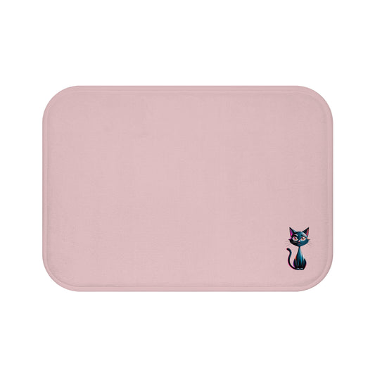 Pink Cat Bath Mat, Cute Bathroom Decor, Cat Lover Gift, Soft Absorbent Mat, Pet-Themed Home Essentials, Pink Cat Decor