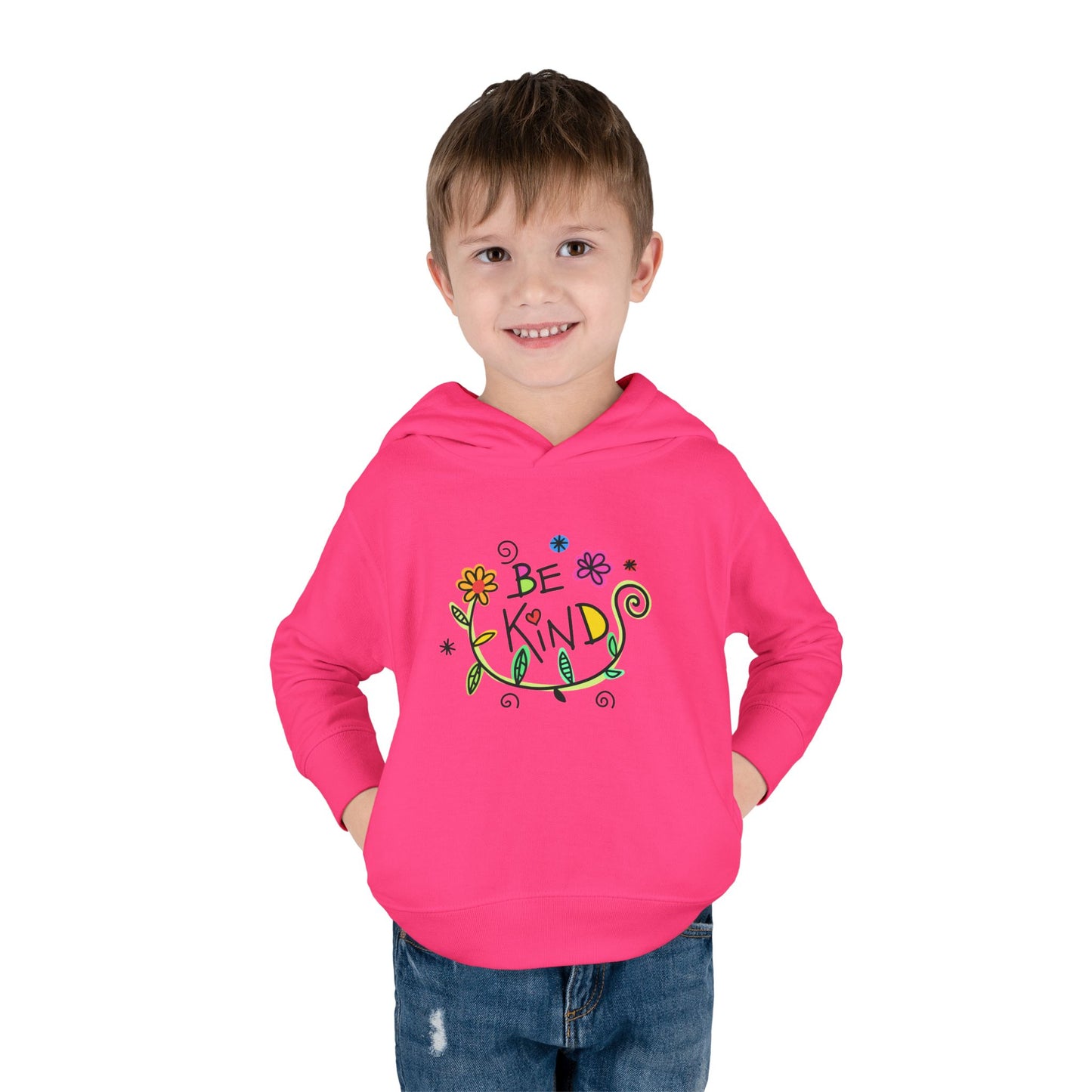 Toddler Fleece Hoodie - 'Be Kind' Floral Design, Cozy Kids Pullover, Cute Gift for Toddlers, Everyday Wear, Spring Outfit