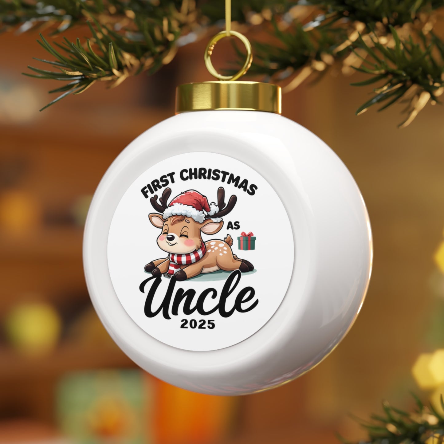 Personalized Christmas Ball Ornament, First Christmas as Uncle 2025, Holiday Decor, Unique Gift, Family Keepsake, Tree Decoration