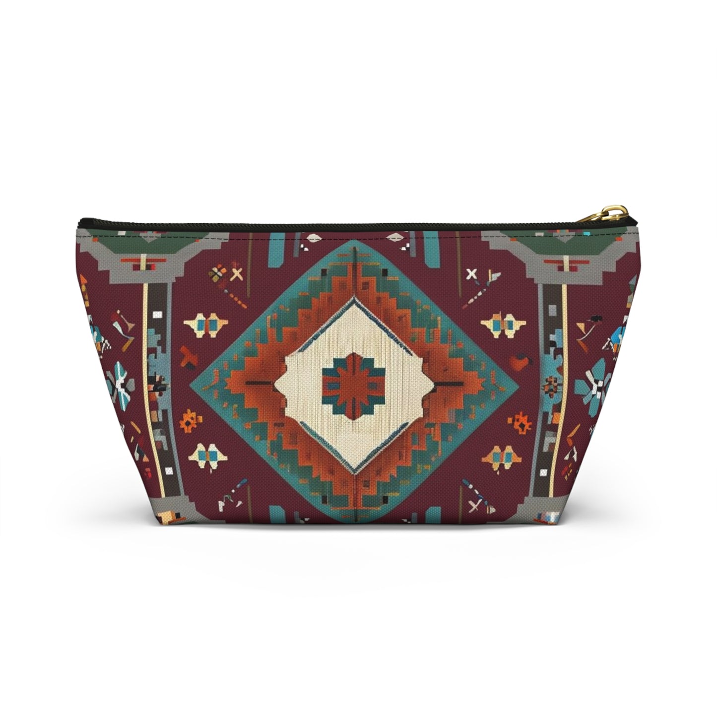 Bohemian Accessory Pouch, Vibrant Tribal Design