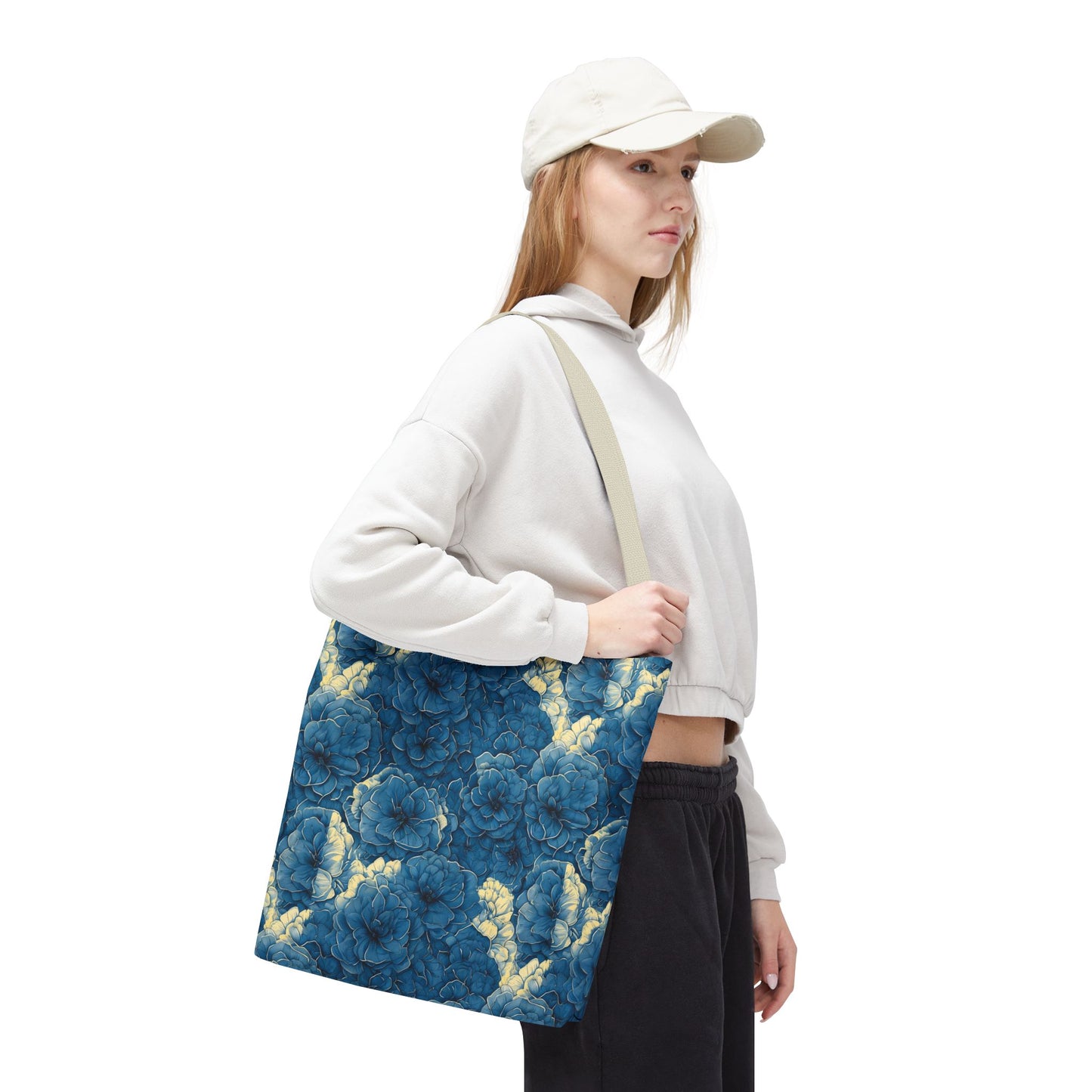 Floral Blue Peony Tote