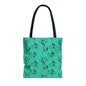 Turquoise Floral Swirl Tote Bag – All-Over Print Stylish Shopping Bag