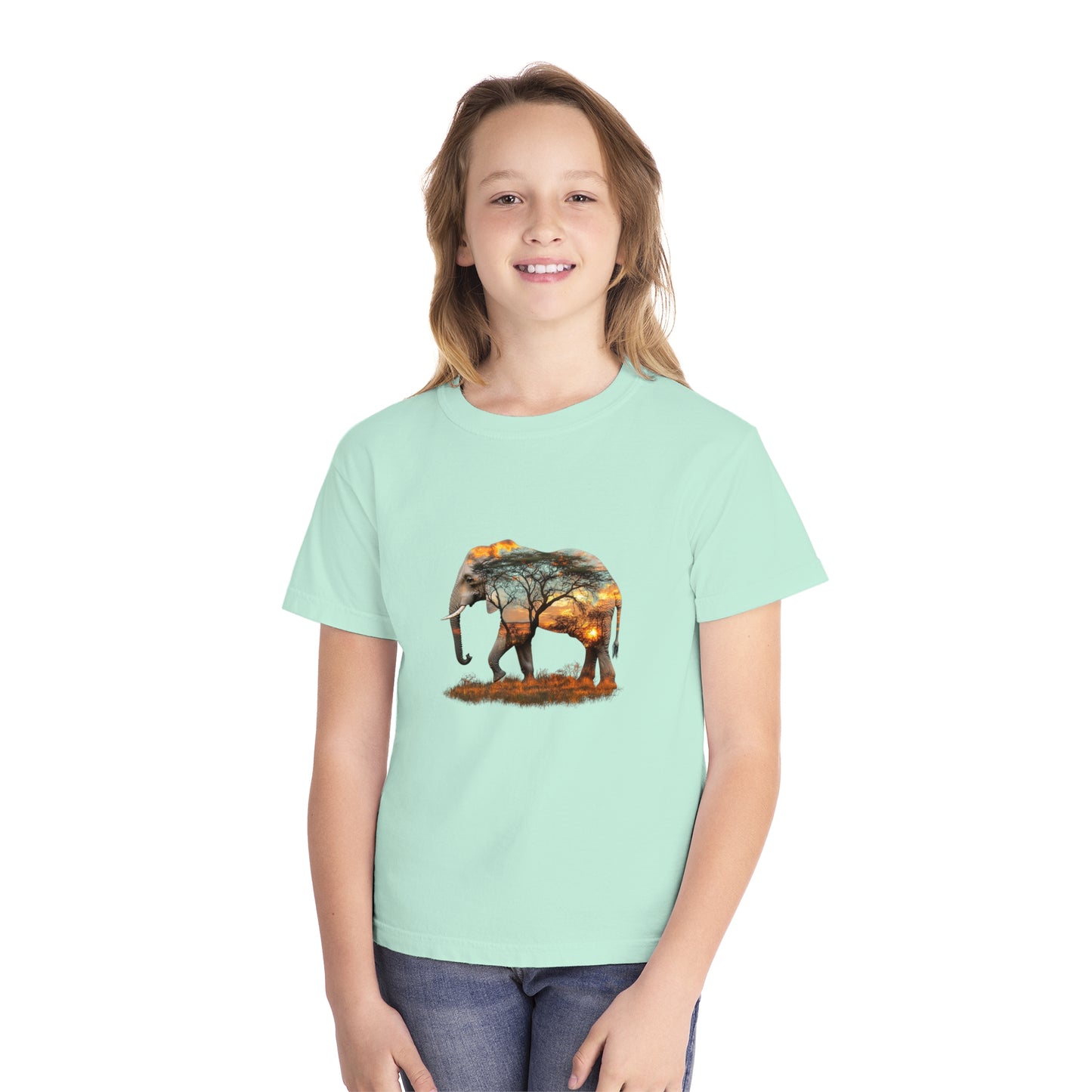 Elephant Silhouette Youth Tee | Nature Lover Shirt, Kids Wildlife Gift, Eco-Friendly Apparel, Safari Theme Tee, Adventure Clothing