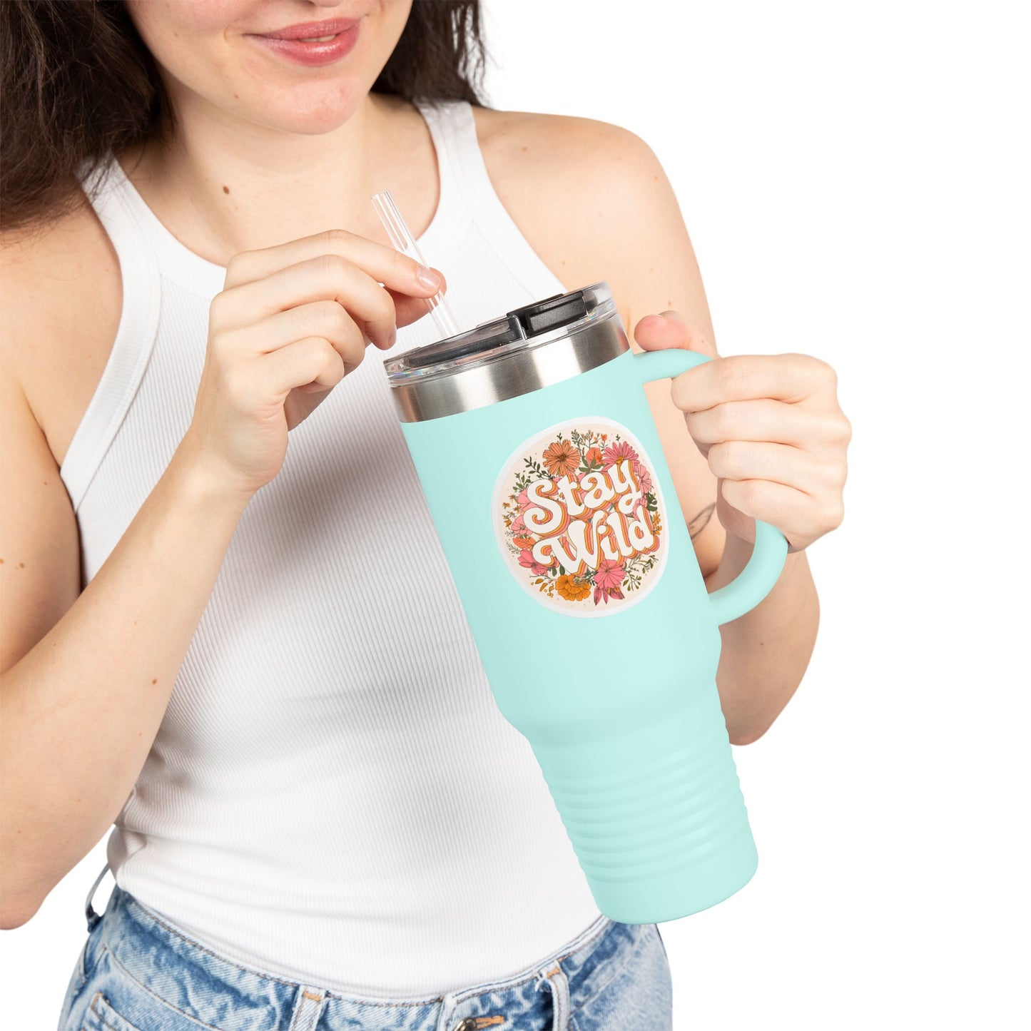 Stay Wild Floral 40oz Insulated Travel Mug
