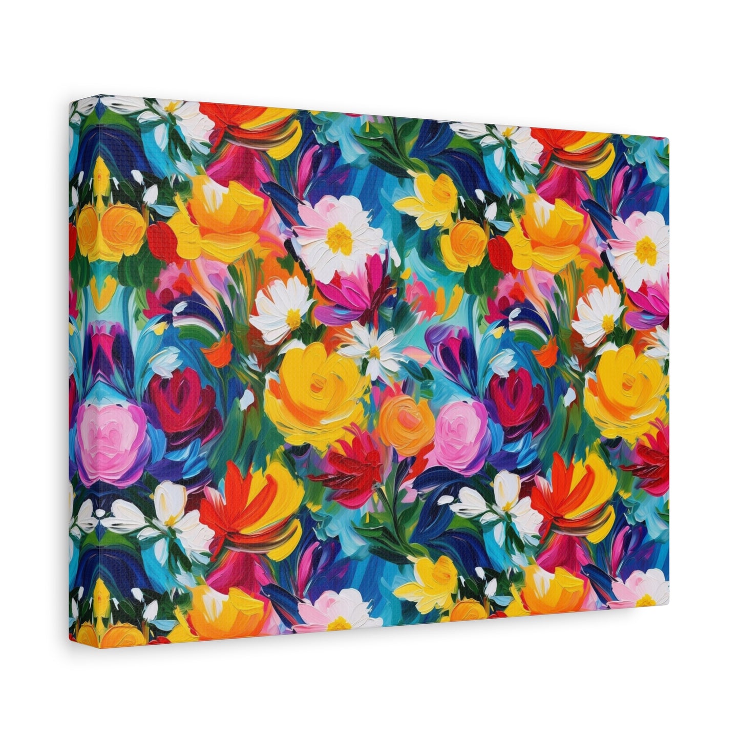 Vibrant Floral Matte Canvas Wall Art — Colorful Garden Print, Stretched 1.25"