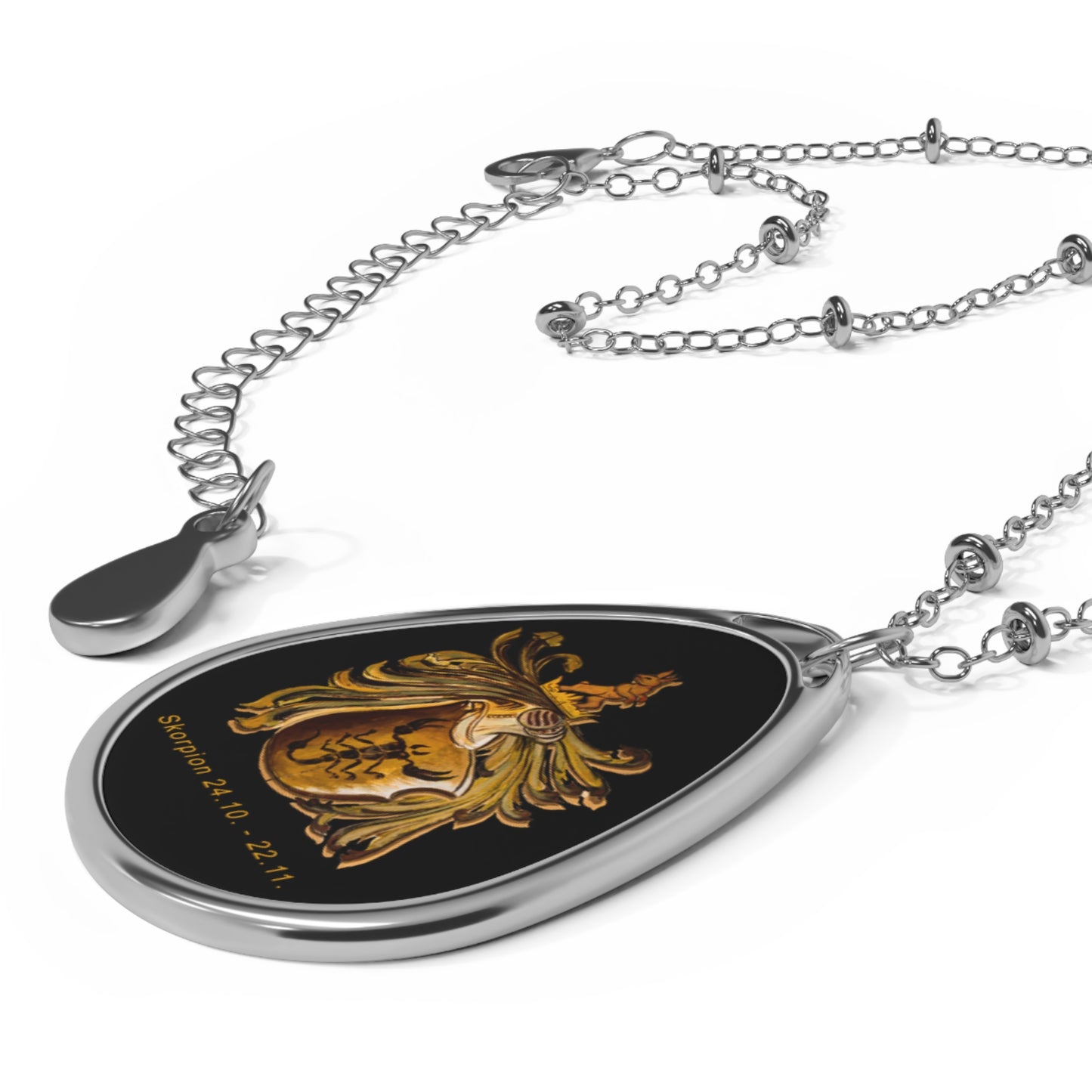 Scorpio Zodiac Oval Necklace, Birthstone Gift, Astrology Jewelry