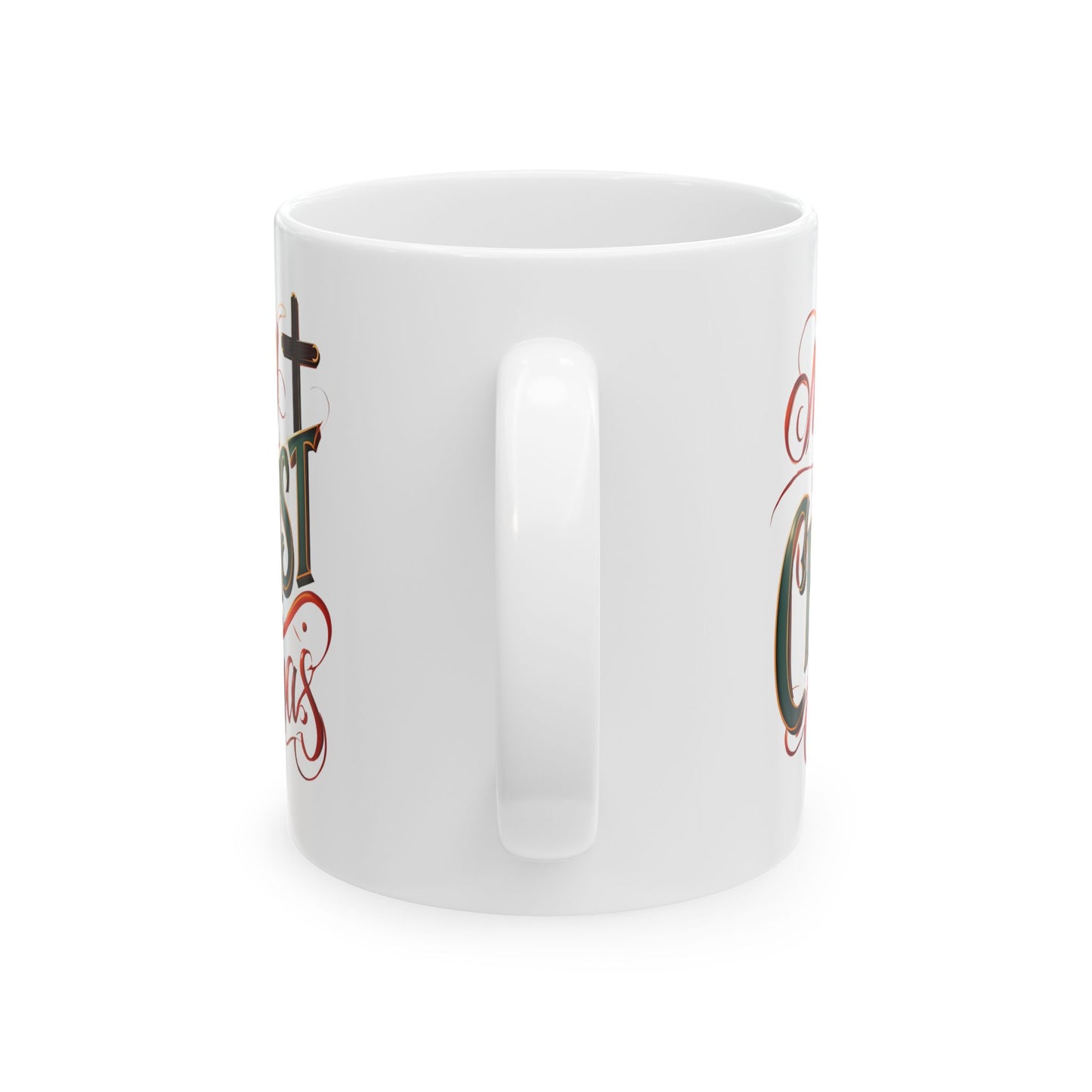 Christmas Ceramic Mug - Merry Christ-Mas Coffee Cup, Holiday Gift, Hot Cocoa Mug, Festive Kitchen Decor, Seasonal Beverage Mug