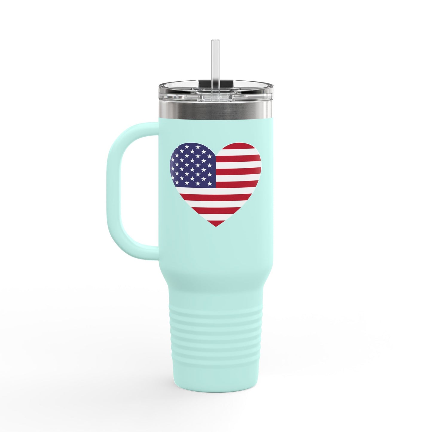 Insulated Travel Mug, 40oz - Heart American Flag