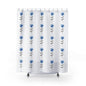 Blue Daisy Floral Shower Curtain — Simple Vertical Flower Pattern