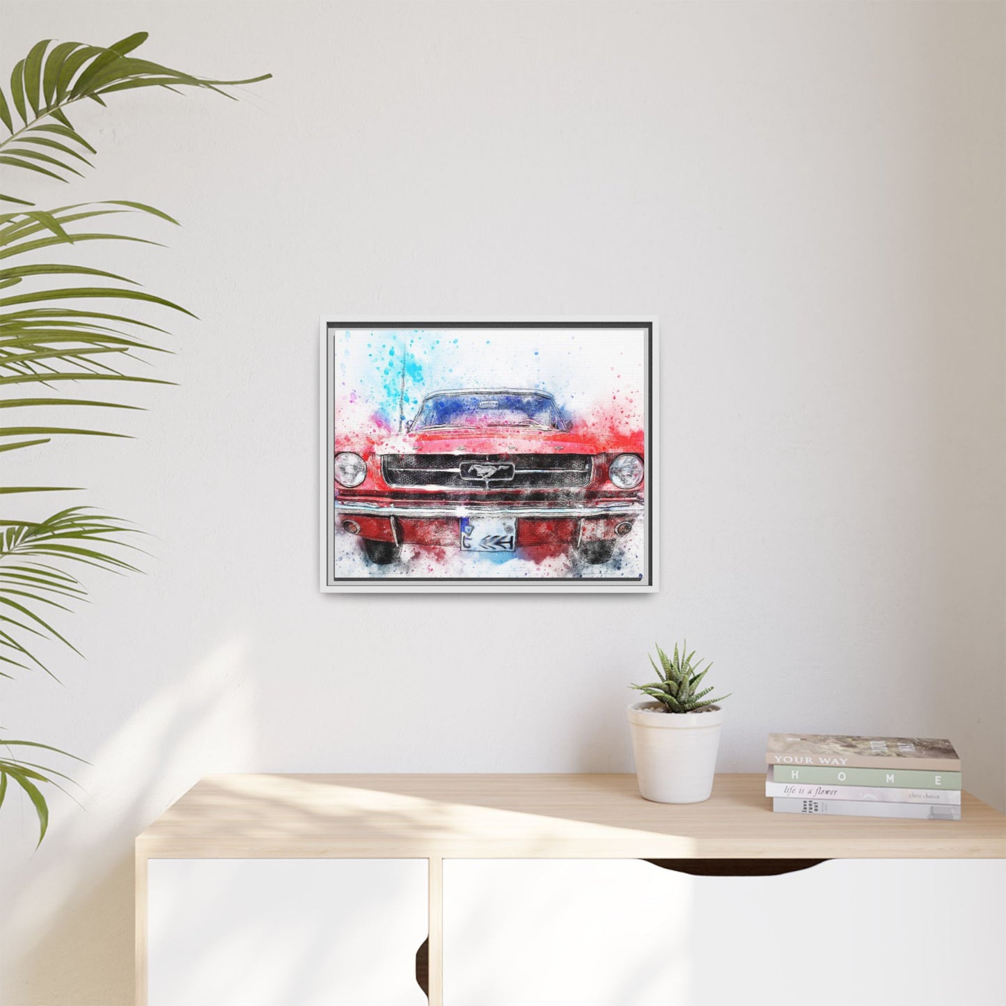 Matte Canvas, Framed Mustang Car