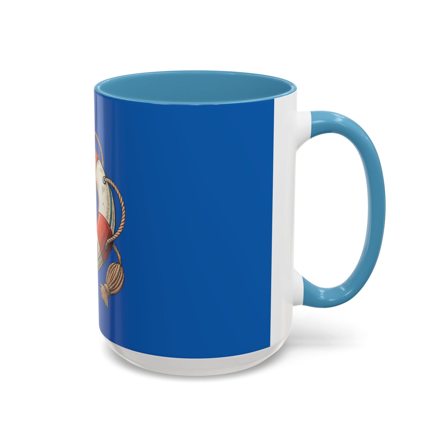 Lifesaver Accent Coffee Mug - Nautical Gift, Beach Decor, Sailor's Coffee Cup, Ocean Lover Mug, Summer Vibes