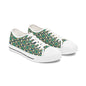 Geometric Retro Hexagon Women's Low Top Sneakers — Green Teal Patterned Canvas Shoes
