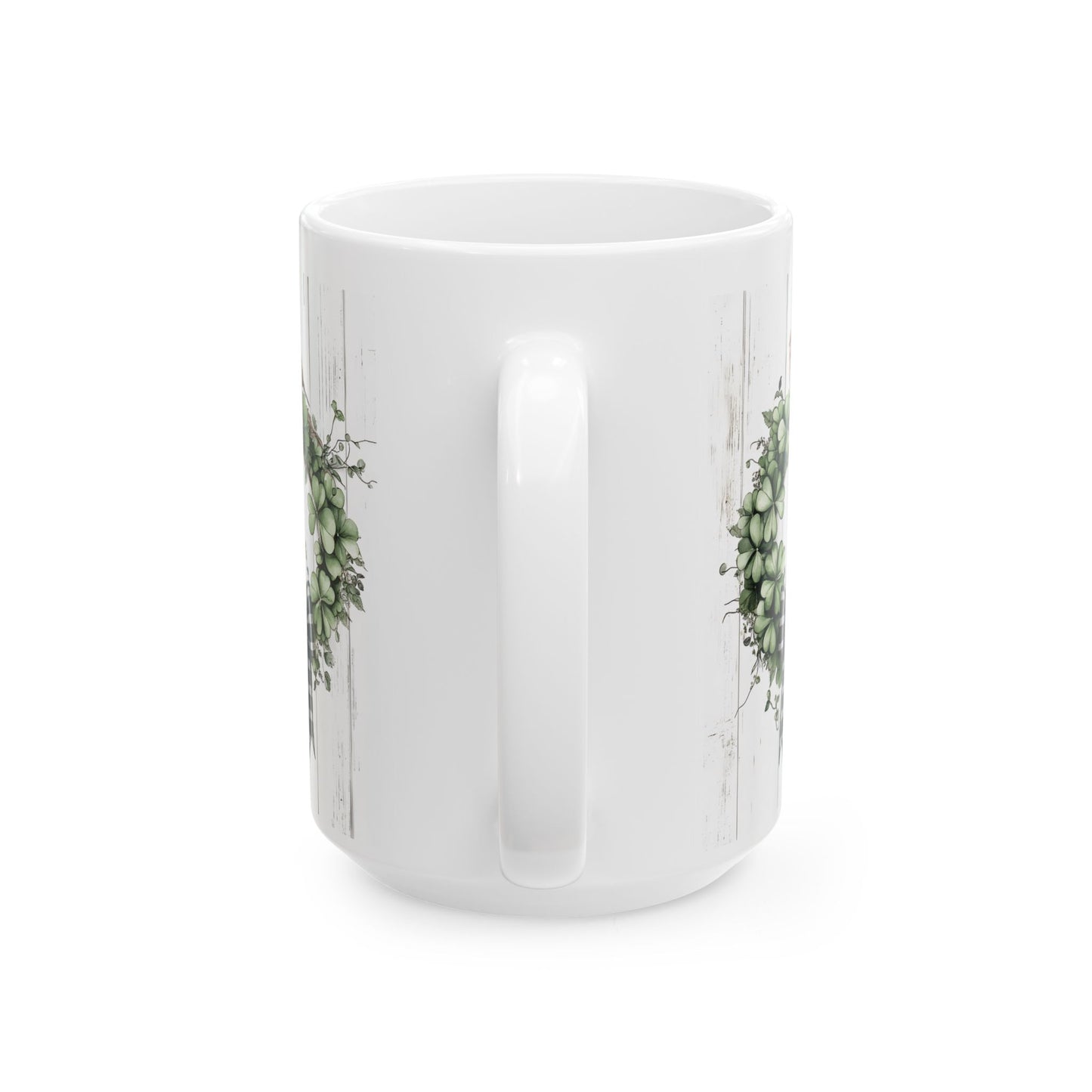 Green Wreath, Gift for Friends, Home Décor, Coffee Mug, Holiday Celebration