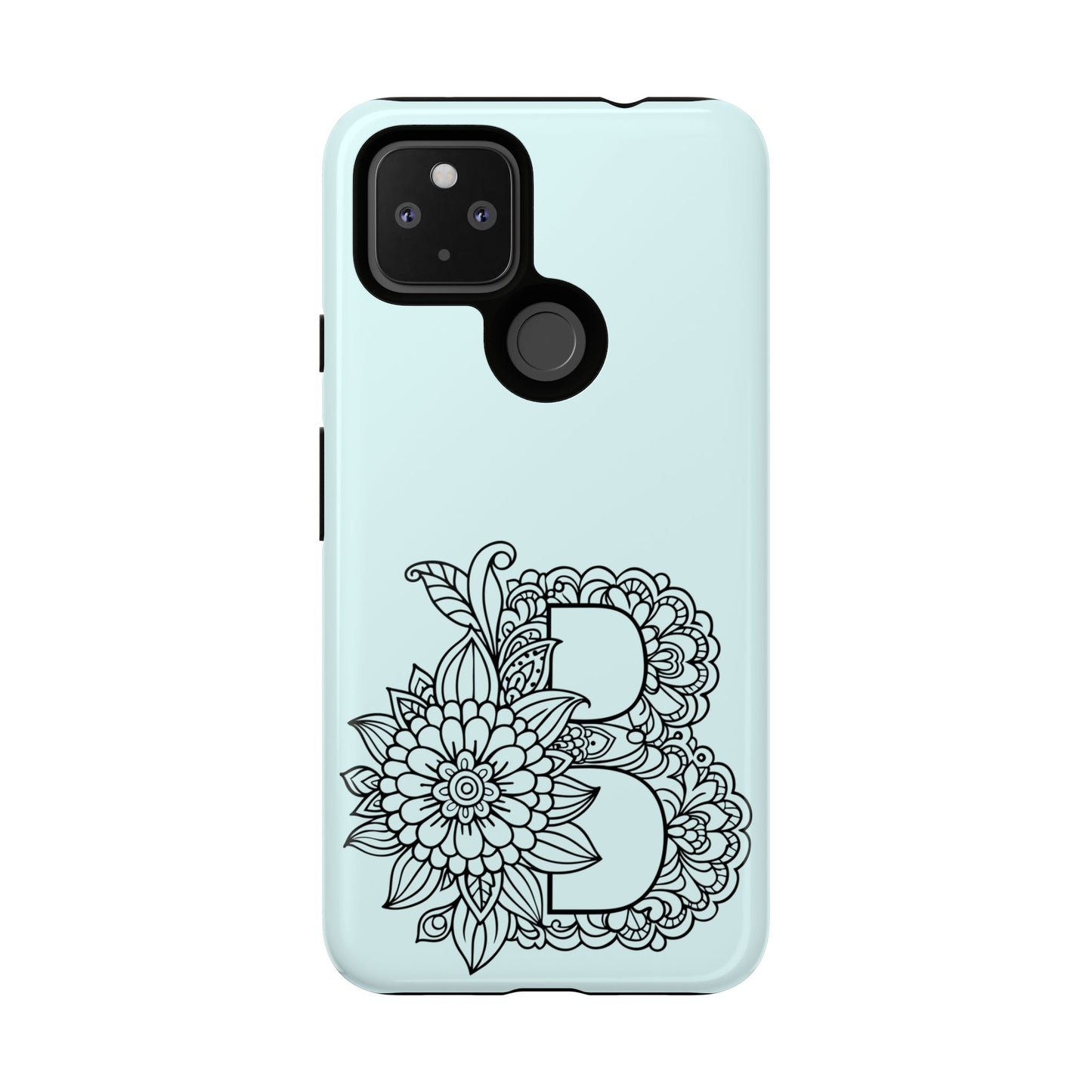 Personalized Tough Phone Case- Letter B, Floral Monogram Cell Phone Cover, Custom Protective Case, Unique Gift, Birthday, Graduation