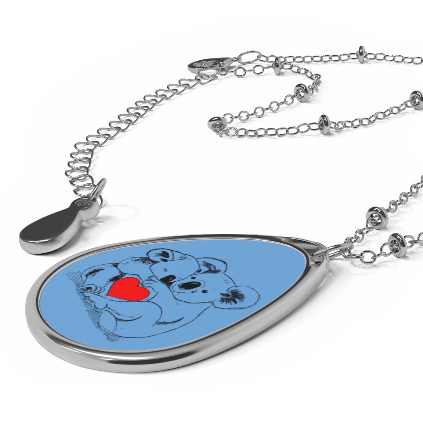 Adorable Koala Love Oval Necklace, Dainty Jewelry, Gift for Animal Lovers, Cute Pendant, Perfect for Birthdays, Valentine's Day, Anniversary