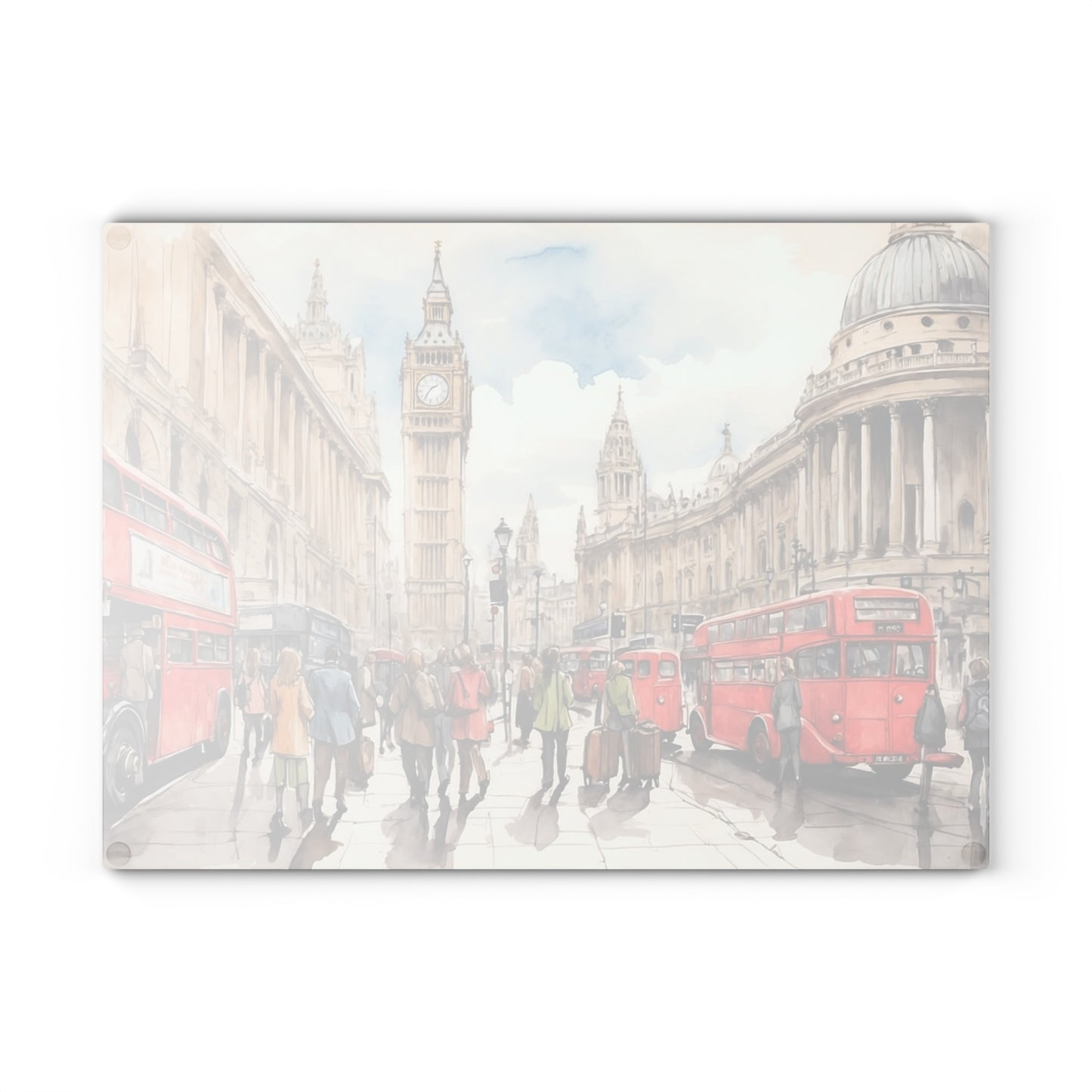 London-Themed Glass Cutting Board, Decorative Kitchen Gift, Unique Housewarming Present, London Souvenir, Culinary Art Decor