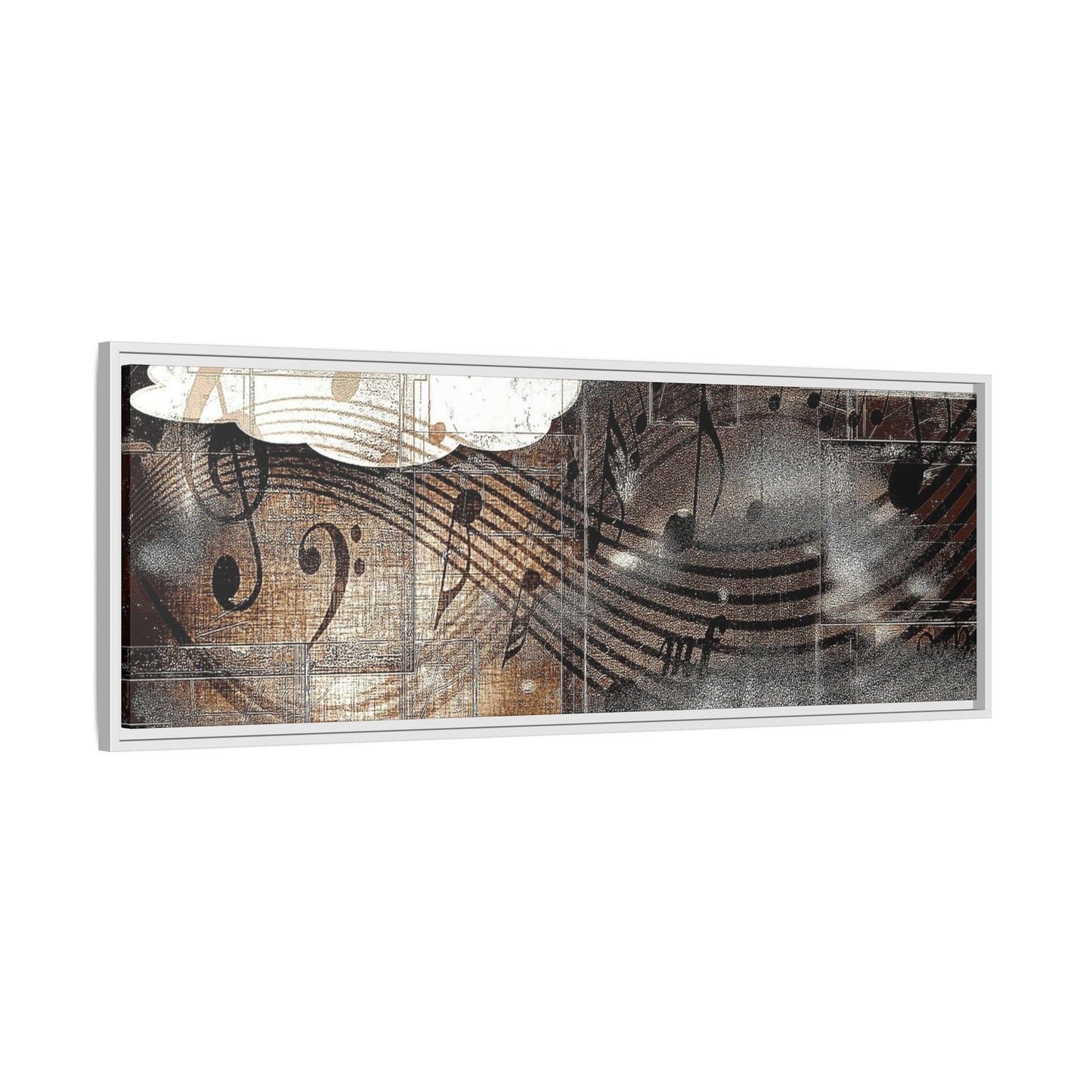 Framed Music Notes Canvas Print — Abstract Vintage Piano & Sheet Music Wall Art