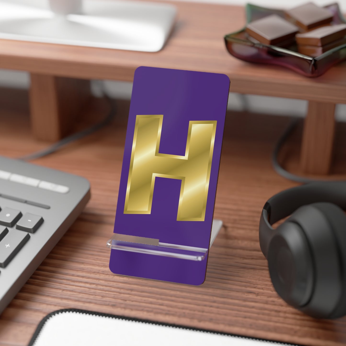 Gold Letter H Mobile Phone Stand | Personalized Desk Accessory, Tech Gift for Students, Home & Office Decor, Birthday & Graduation
