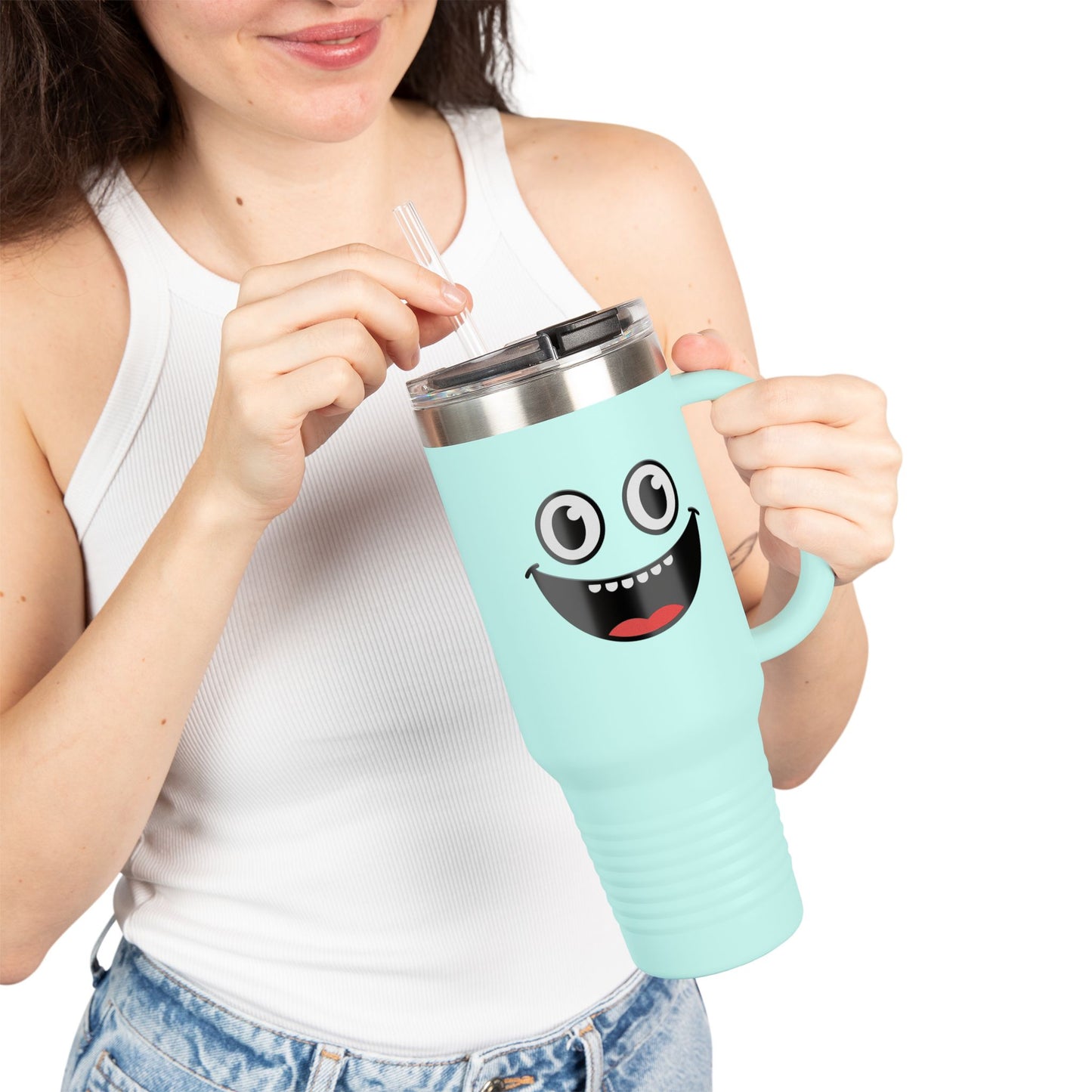 Smile Wide Insulated Travel Mug, 40oz - Perfect for Hot or Cold Drinks, Fun Gift for Friends, Coffee Lovers, Family Road Trips, [...]