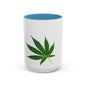 Marijuana Leaf Accent Coffee Mug | Cannabis Lover's Gift, Unique Coffee Cup, Pothead Mug, Stoner Gift Idea, Greenery Decor