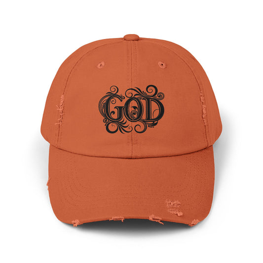 Distressed God Cap, Unisex Casual Hat, Trendy Vintage Cap, Faith Inspired Headwear, Gift for Religious Devotees