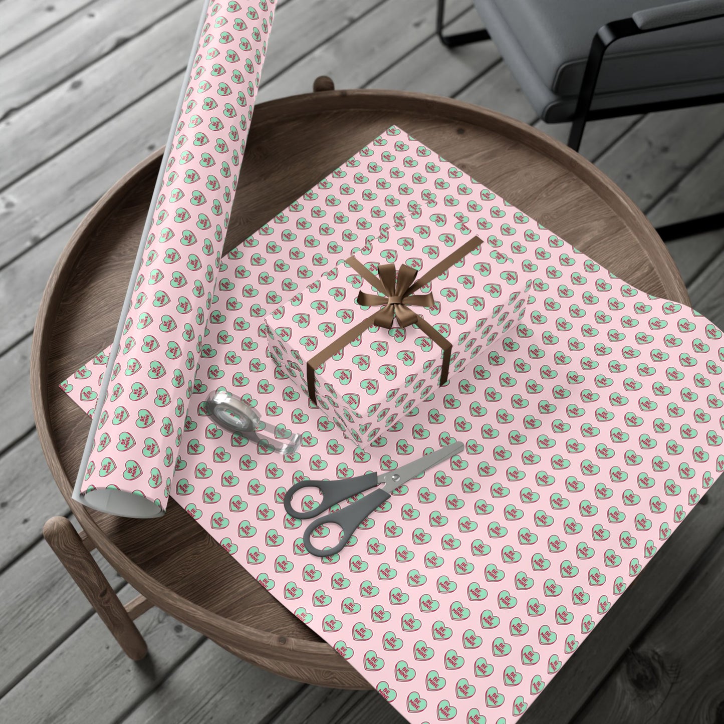 Valentine 'Be Mine' Heart Gift Wrap Paper – Pink Romantic Wrapping Sheets