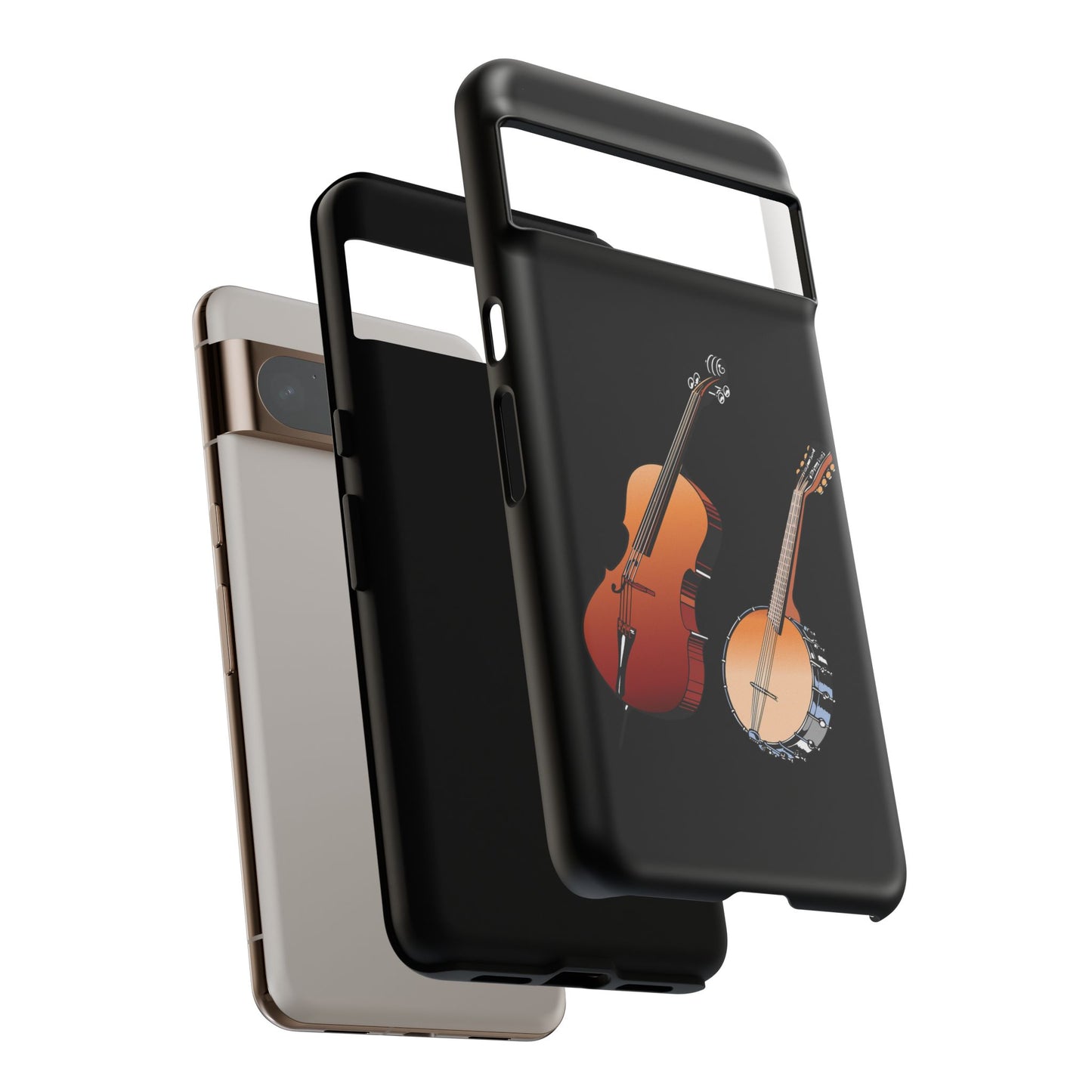 Musical Instrument Phone Case - Violin & Banjo Design, Music Lover Gift, Unique Phone Cover, Holiday Gift, Durable Tough Cases