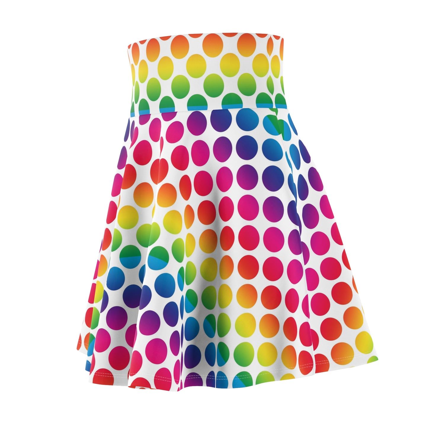 Colorful Polka Dot Women's Skater Skirt, Fun Summer Skirt, Festival Outfit, Casual Wear, Bright Skirt for Parties