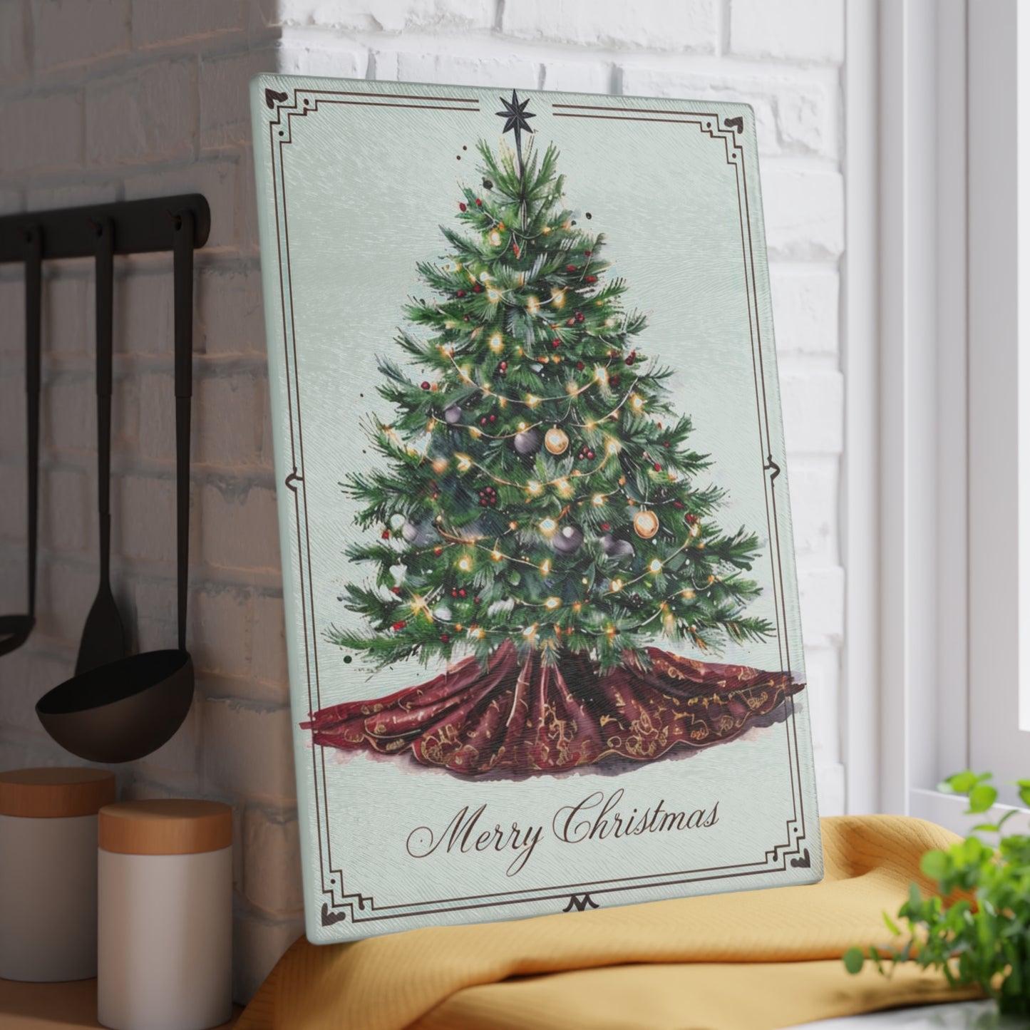 Christmas Tree Glass Cutting Board - Festive Holiday Kitchen Decor