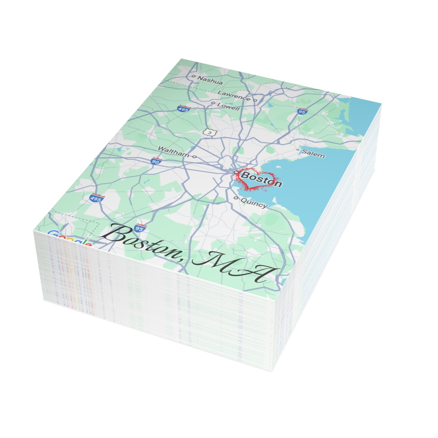 Boston Map Postcard Bundle - Personalized Travel Keepsake, Perfect for Souvenirs, Gifts, Wedding Invitations, or Event Thank You Cards