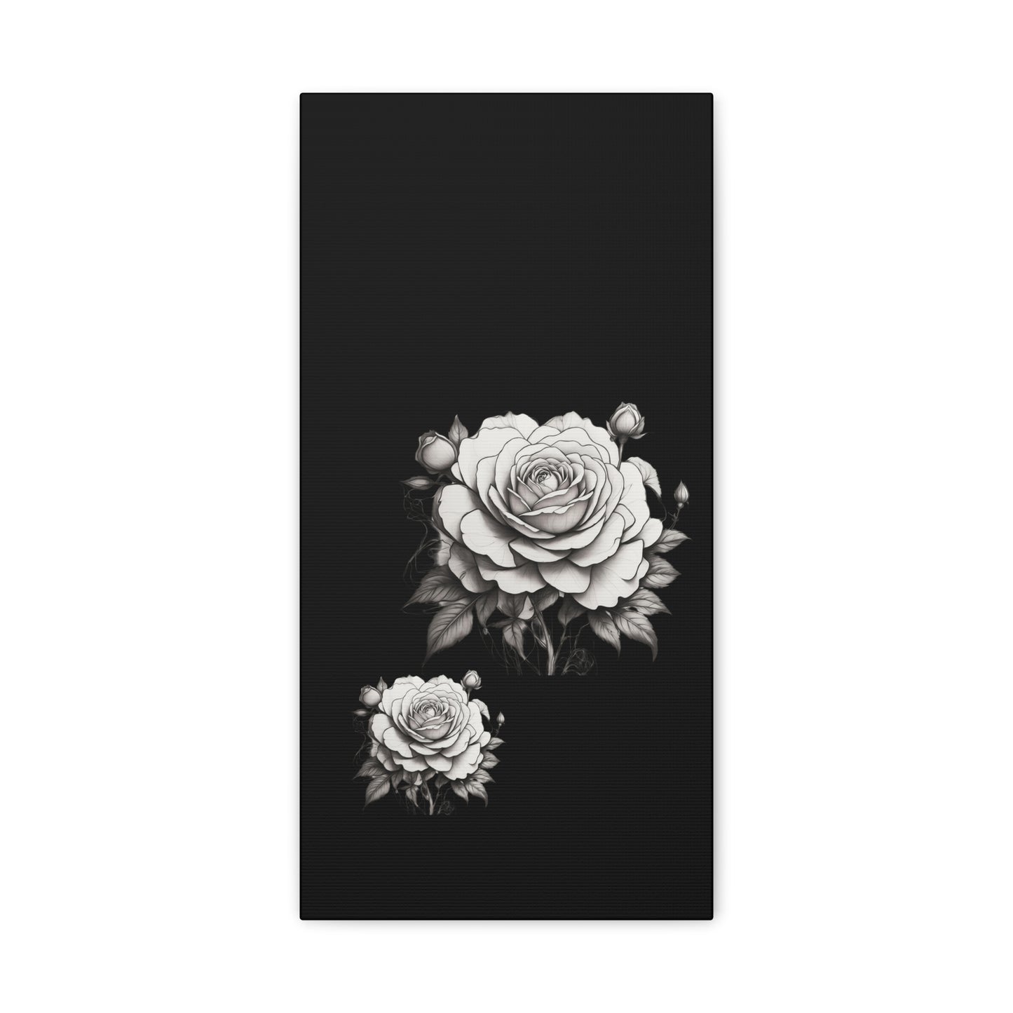 Monochrome Rose Canvas Print — Black & White Floral Wall Art