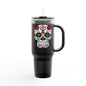 Colorful Sugar Skull Insulated Travel Mug, 40oz, Perfect for Road Trips, Gifts