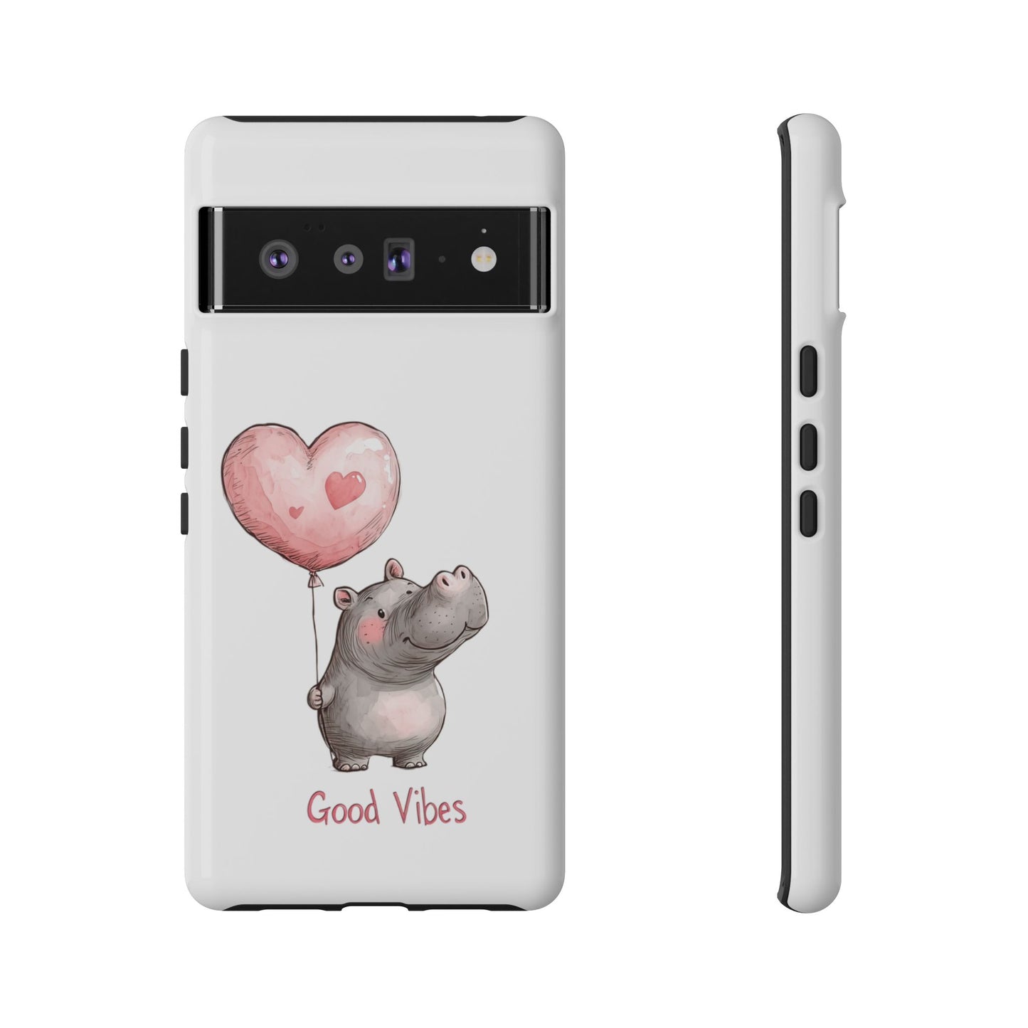 Cute Hippo Phone Case - Good Vibes Design, Animal Lover Gift, Fun Accessory, Birthday Present, Phone Accessories