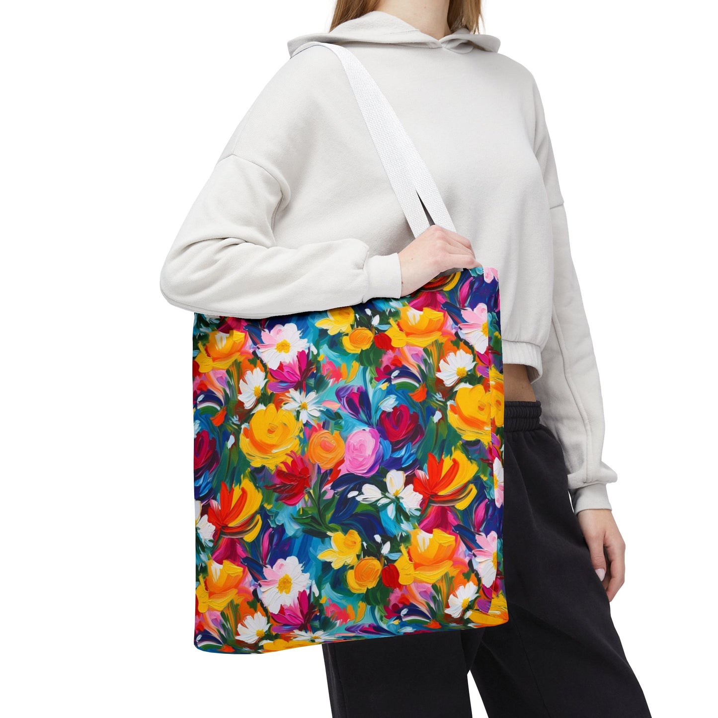 Colorful Floral Tote Bag — Vibrant All-Over Print Shopper