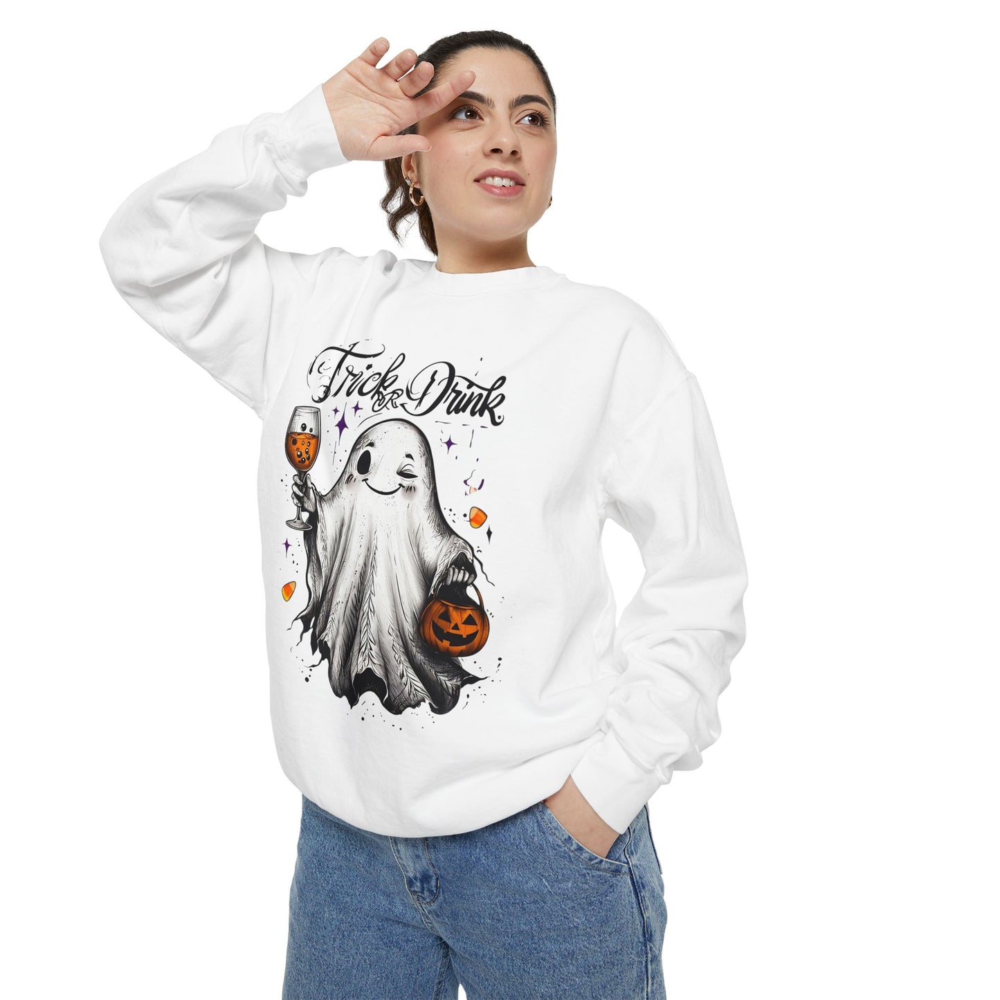 Spooky Ghost Sweatshirt | Trick or Treat Apparel, Halloween Gift, Cozy Unisex Top, Fall Fashion, Casual Wear