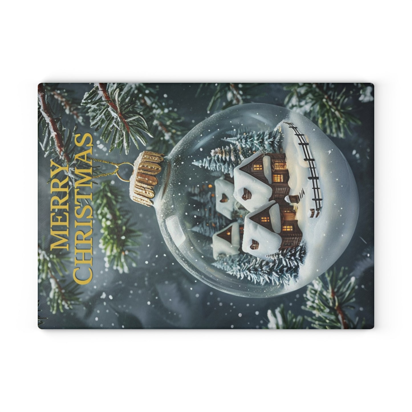 Christmas Ornament Glass Cutting Board — Merry Christmas Holiday Kitchen Decor