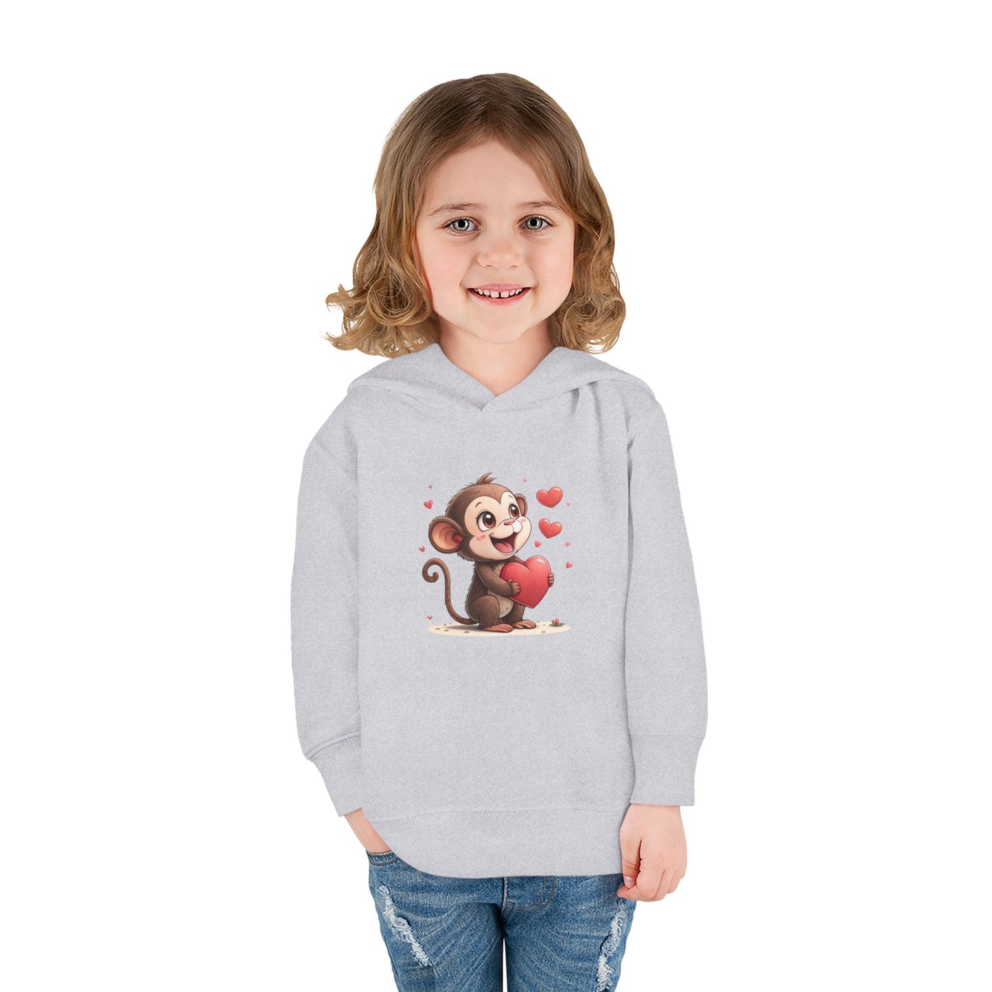 Adorable Toddler Monkey Love Hoodie, Birthday Gift, Kids Pullover, Baby Shower Gift, Cute Fleece Sweatshirt