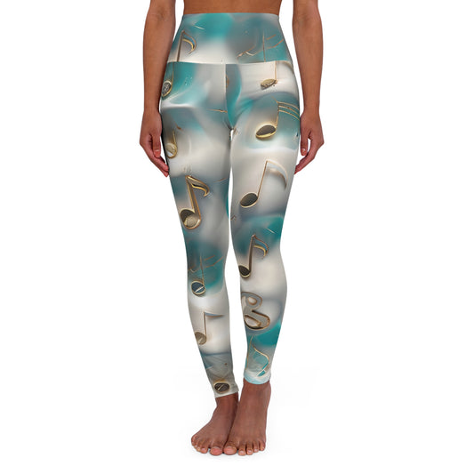 Musical Notes High Waisted Yoga Leggings Activewear for Music Lovers