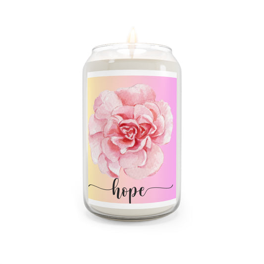 Hope Scented Candle, Aromatherapy Gift, Home Decor, Relaxation, Self-Care, Wellness, Pink Floral Candle