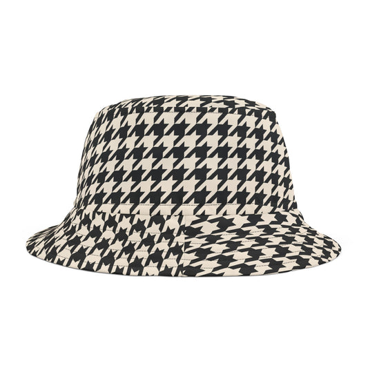 Chic Houndstooth Bucket Hat, Trendy Hat for Summer, Fashion Accessory, Gift for Her, Beach Style, Festival Ready